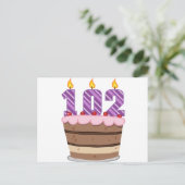 Carte Postale 102 ans sur le gâteau d'anniversaire (Debout devant)