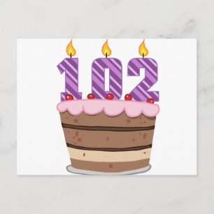 Carte Postale 102 ans sur le gâteau d'anniversaire