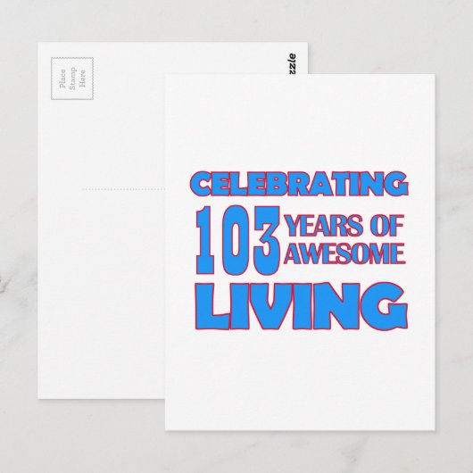 Carte Postale 103 ans conception d'anniversaire (Devant / Derrière)