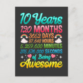 Carte Postale 10 Ans 120 Mois 10e Anniversaire Fête Arc en ciel (Devant)