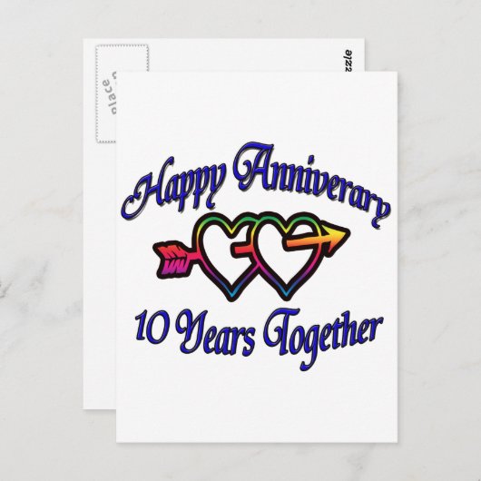 Carte Postale 10 ans ensemble (Devant / Derrière)