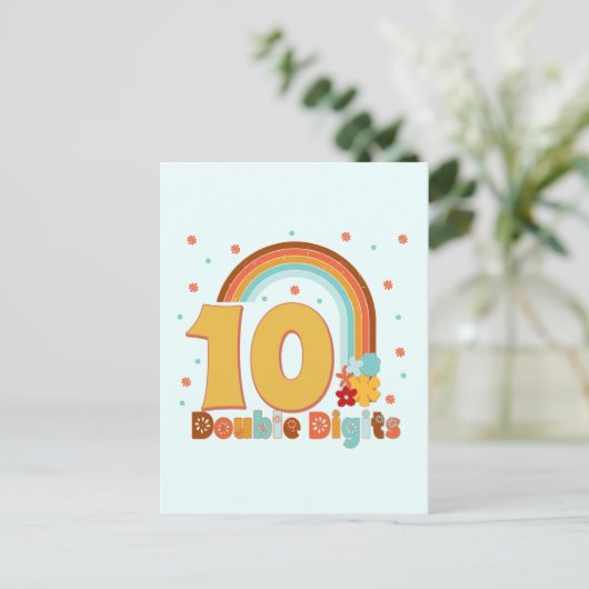 Carte Postale 10 chiffres doubles Fille anniversaire Groovy Part (Debout devant)