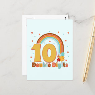 Carte Postale 10 Double Chiffres Fille Anniversaire Groovy Party