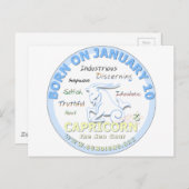 Carte Postale 10 janvier anniversaire - Capricorne (Devant / Derrière)