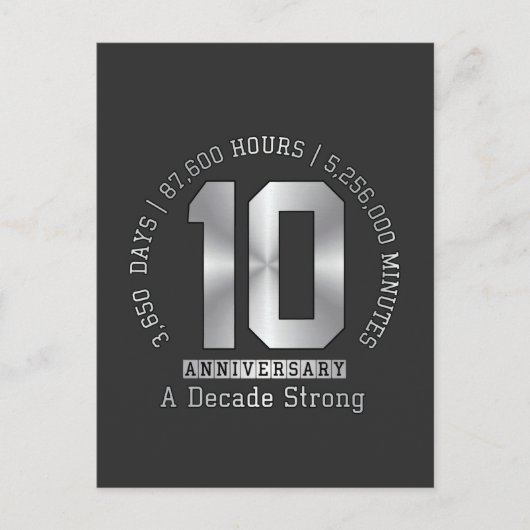 Carte Postale 10 Year Anniversary Milestone - A Decade Strong (Devant)
