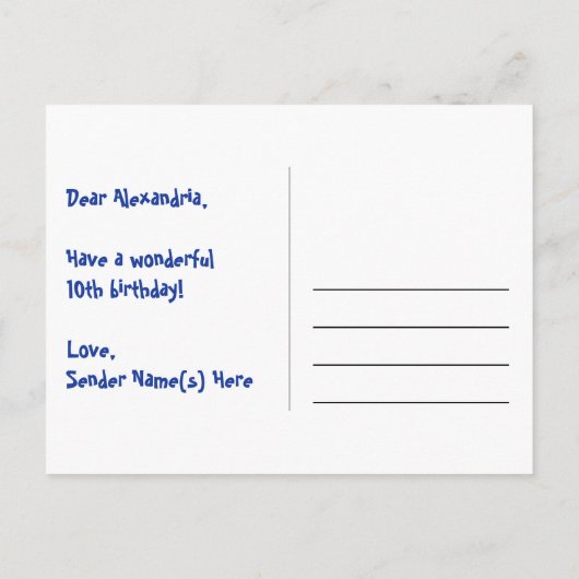 Carte Postale 10e anniversaire : motif coeurs amusants, arc-en-c (Dos)