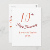 Carte Postale 10th wedding anniversary peach pastel name retro b (Devant / Derrière)