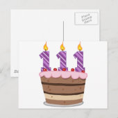 Carte Postale 111 ans sur le gâteau d'anniversaire (Devant / Derrière)