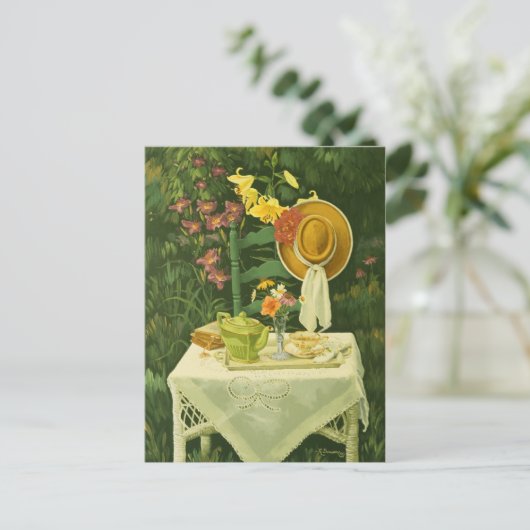 Carte Postale 1144 Tea Time in Garden Postcard (Debout devant)