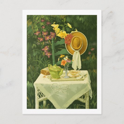 Carte Postale 1144 Tea Time in Garden Postcard (Devant)