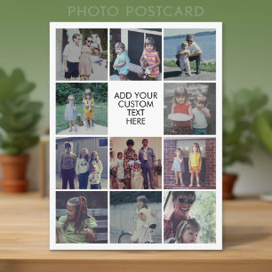 Carte Postale 11 Collage de photos - Texte personnalisé au centr