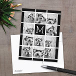 Carte Postale 11 Collage photo Monogramme PEUT MODIFIER LA COULE<br><div class="desc">Utilisez jusqu'à onze photos de téléphone carré ou selfie pour créer un cadeau unique et personnel. Ou vous pouvez garder le chiot hipster et faire un gardien branché. Si vous avez besoin d'ajuster les images,  cliquez sur l'outil personnaliser pour apporter des modifications.</div>