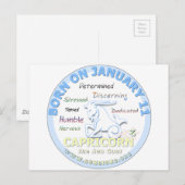 Carte Postale 11 janvier anniversaire - Capricorne (Devant / Derrière)