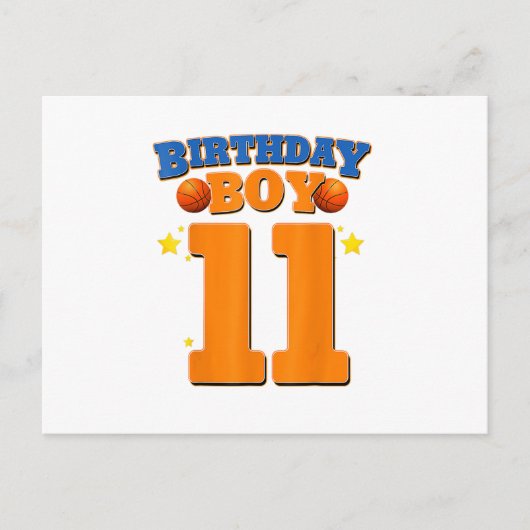 Carte Postale 11e Anniversaire Basketball cadeau pour Boys Party (Devant)