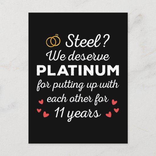 Carte Postale 11e anniversaire Mariage I - Steel Funny Couple (Devant)