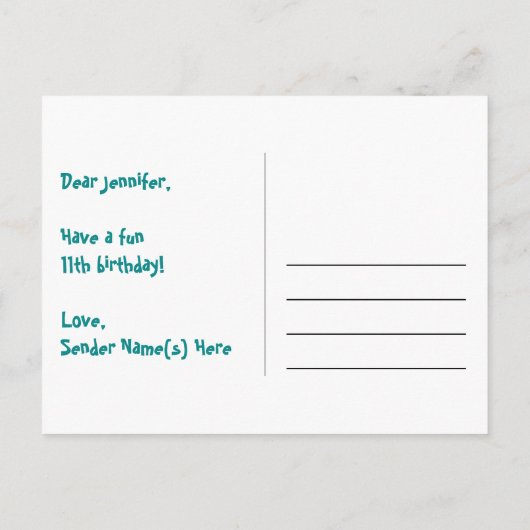 Carte Postale 11e anniversaire – motif de feux d'artifice amusan (Dos)