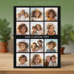 Carte Postale 12 Collage de photos - Grille moderne noir blanc t