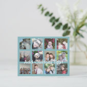 Carte Postale 12 Collage photo avec Arrière - plan bleu doux (Debout devant)