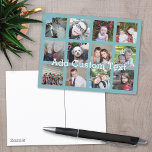 Carte Postale 12 Collage photo avec Arrière - plan bleu doux<br><div class="desc">Ajoutez vos photos préférées à ce modèle amusant. Vous pouvez utiliser des photos Instagram ou n'importe quelle photo pour cette grille.</div>