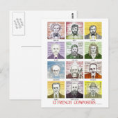 Carte Postale 12 compositeurs français (Devant / Derrière)