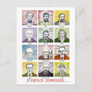 Carte Postale 12 compositeurs français