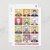 Carte Postale 12 compositeurs russes (Devant / Derrière)