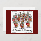 Carte Postale 12 Drumbks Drumming Rick London Funny (Devant / Derrière)