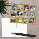 Carte Postale 12 Insta Photo Collage avec Arrière - plan Gold<br><div class="desc">Ajoutez vos photos préférées à ce modèle amusant. Vous pouvez utiliser des photos Instagram ou n'importe quelle photo pour cette grille.</div>