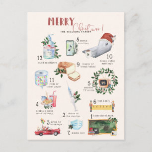 Carte Postale 12 Jours de Covid   Vacances de Noël "Quarantine" 