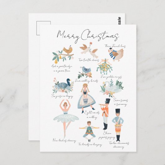 Carte Postale 12 Jours de Noël Photo personnalisée (Devant / Derrière)