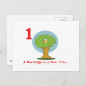 Carte Postale 12 jours de perdrix dans un poirier (Devant / Derrière)