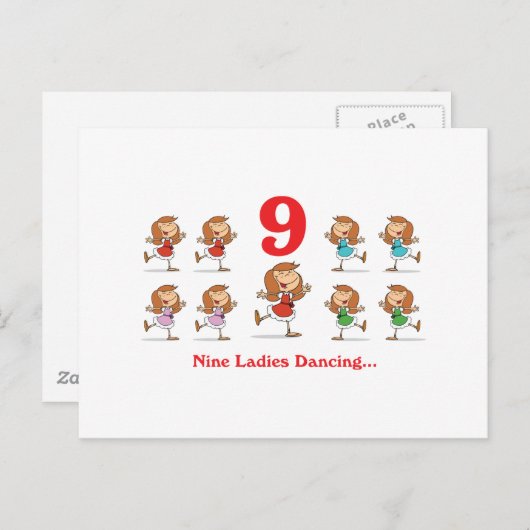 Carte Postale 12 jours neuf femmes dansent (Devant / Derrière)