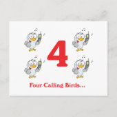 Carte Postale 12 jours quatre oiseaux appelant (Devant)