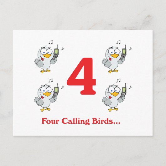 Carte Postale 12 jours quatre oiseaux appelant (Devant)