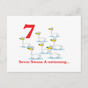 Carte Postale 12 jours sept cygnes nageant