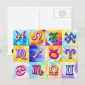 Carte Postale 12 Signes zodiaques Pop Art (Devant / Derrière)