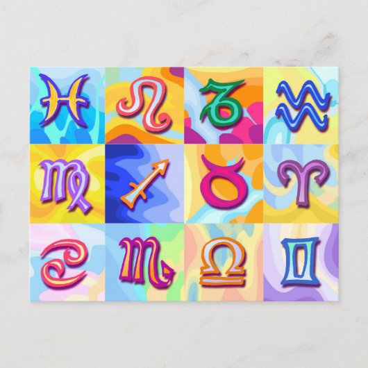 Carte Postale 12 Signes zodiaques Pop Art (Devant)