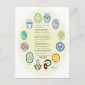 Carte Postale 12 Symboles et prières de religion du monde