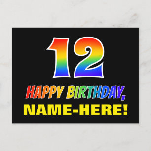 Carte Postale 12e anniversaire : Bold, amusant, simple, arc-en-c