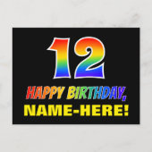 Carte Postale 12e anniversaire : Bold, amusant, simple, arc-en-c (Devant)