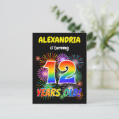 Carte Postale 12e anniversaire - Fun Fireworks, Rainbow Look "12 (Debout devant)