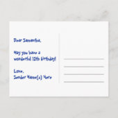 Carte Postale 12e anniversaire : motif coeurs amusants, arc-en-c (Dos)