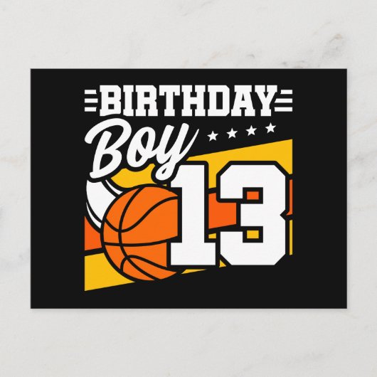 Carte Postale 13 ans Basketball Party 13e anniversaire garçon (Devant)