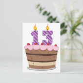 Carte Postale 13 ans sur le gâteau d'anniversaire (Debout devant)