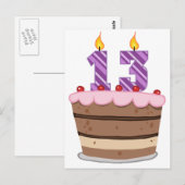 Carte Postale 13 ans sur le gâteau d'anniversaire (Devant / Derrière)