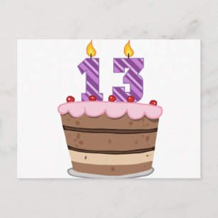 Carte Postale 13 ans sur le gâteau d'anniversaire