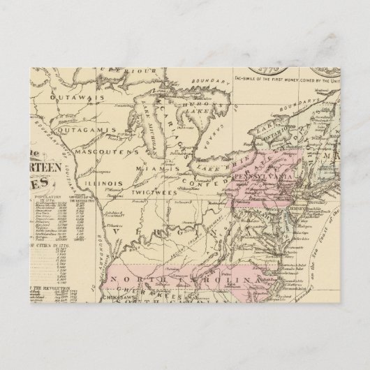 Carte Postale 13 colonies 1776 (Devant)