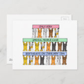 Carte Postale 13 janvier Chats d'anniversaire (Devant / Derrière)