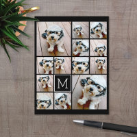 13 Photo Collage Monogramme noir - Peut modifier l