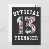 Carte Postale 13e anniversaire Belle Fleur Officiel Adolescente (Devant / Derrière)